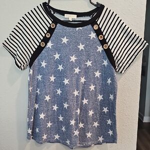 Perfect Brand Med Size Stars And Stripe Top Button Accents